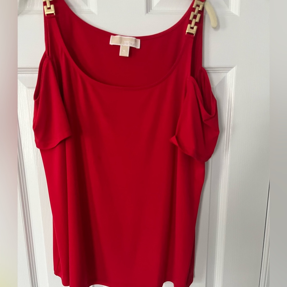 Ladies XL red cold shoulder top.